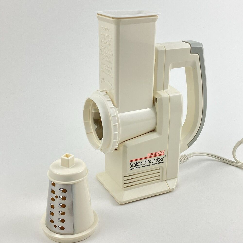 Presto Salad Shooter Electric Slicer Shredder 02910 VTG White 2 Blade Set
